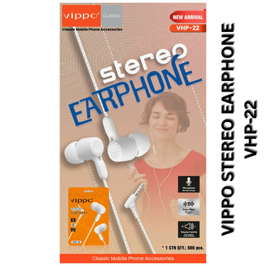 Vippo VHP-22 Stereo Earphones with Volume Control & Mic | Super Bass | OGdeal (Pack Of 2)